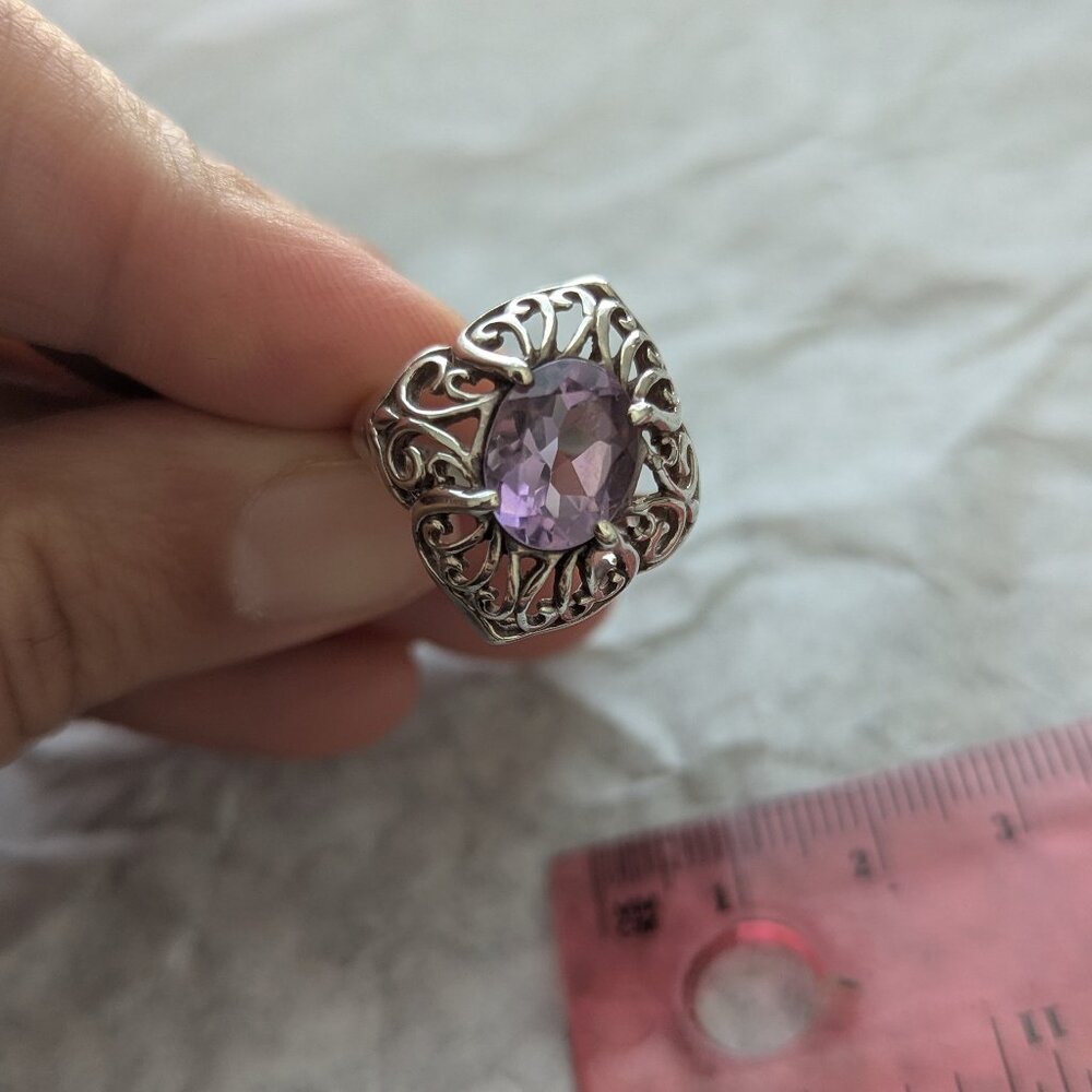 Rose de France amethyst in sterling silver ring